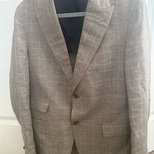 Eleventy Light Brown Plaid Blazer
